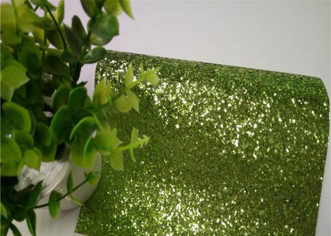 Spessore robusto glassato verde chiaro del tessuto 0.55mm di scintillio per le scarpe e la carta da parati